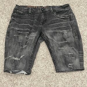 Rock Revival Distressed Black Cropped Jeans